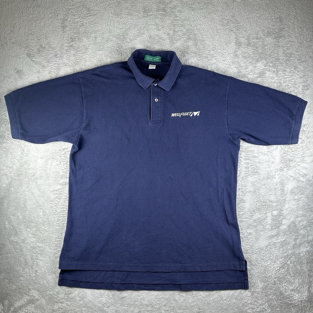 VTG 90s Wellfleet Polo Shirt XL Outer Banks Made USA Tech Y2K Corporate Promo
